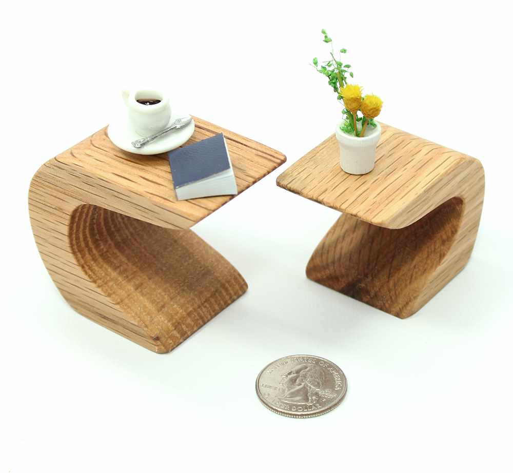 Mini Oak Mod Curvy End Tables